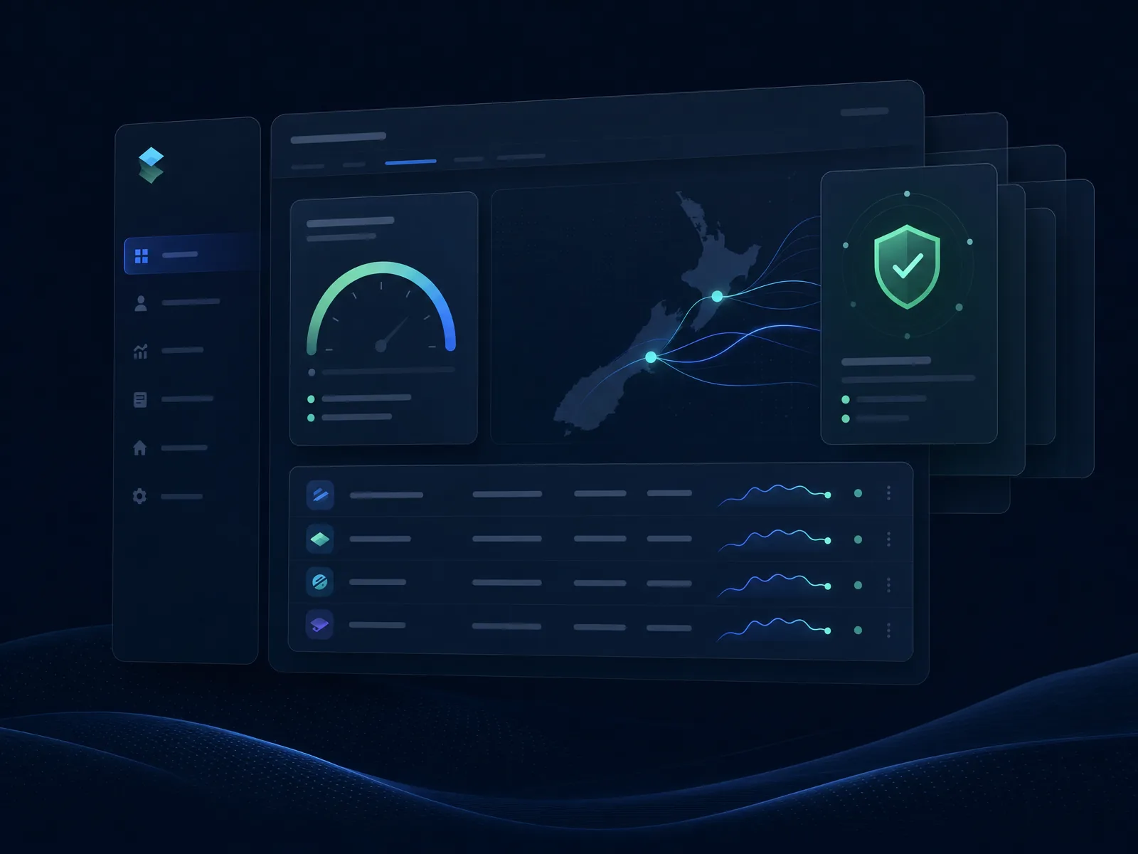Abstract AI lending dashboard with adviser-reviewed borrowing insights