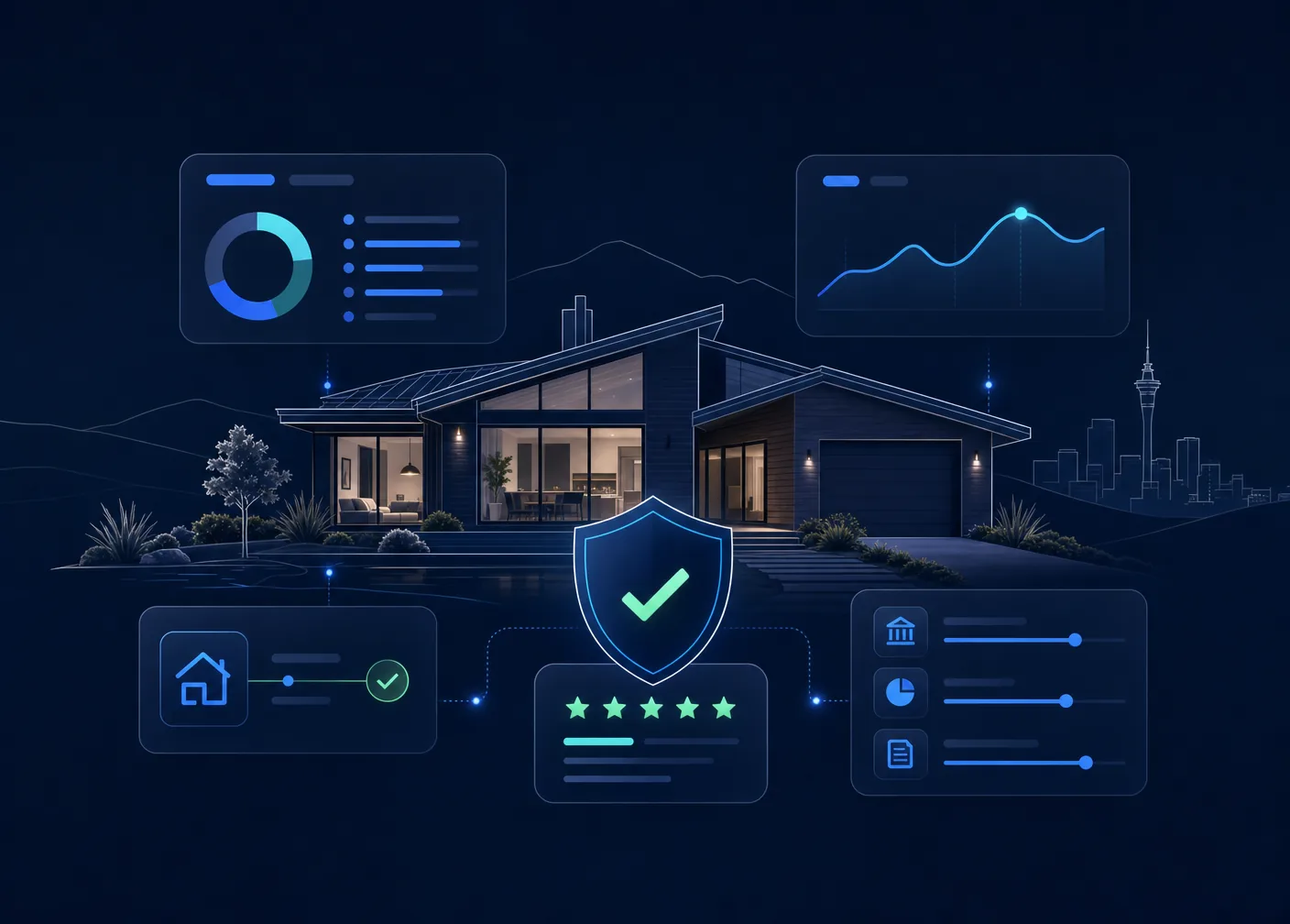 Abstract home loan service dashboard